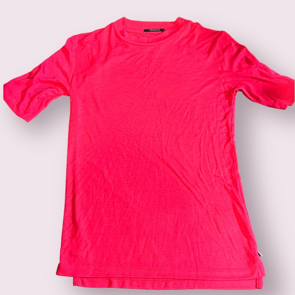 Scotch & Soda mock neck hot pink soft stretchy top